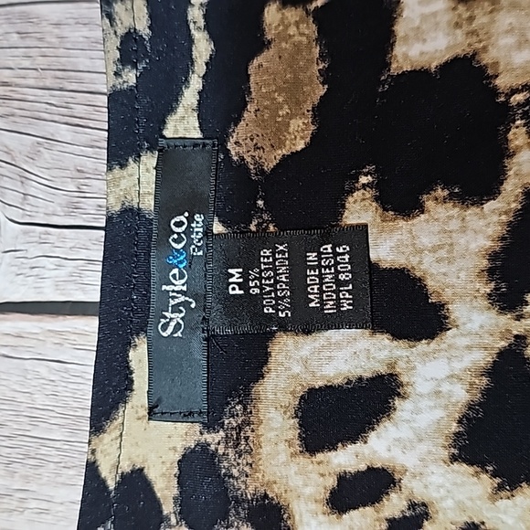 NEW STYLE & CO LEOPARD PRINT 3/4 GATHERED SLEEVE PULLOVER TOP BLOUSE - Picture 11 of 13